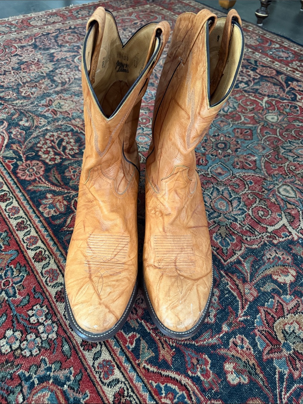 Tony Lama Roper Tan Leather Western Cowboy Boots 13 EE